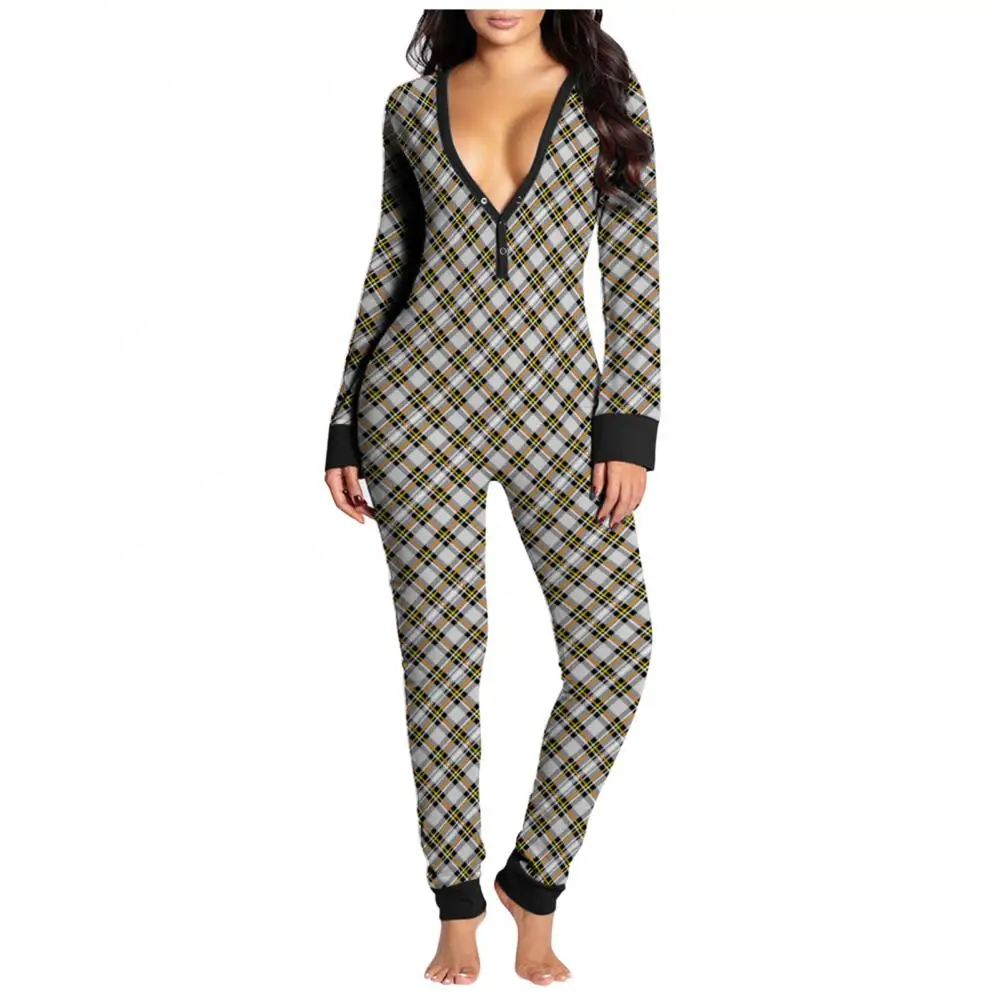 Women Cutout Button Flap Long Sleeve Deep V Neck Pajamas Skinny Jumpsuit Sexy Skinny Playsuit Female Fitness Rompers Overalls
Women Cutout Button Flap Long Sleeve Deep V Neck Pajamas Skinny Jumpsuit Sexy Skinny Playsuit Female Fitness Rompers Overalls