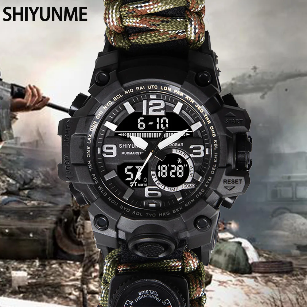 New Military Watch SHIYUNME Brand Watches LED Digital Wristwach Multi-functional Men Clock Led Stopwatch S Shock Sport Watch
New Military Watch SHIYUNME Brand Watches LED Digital Wristwach Multi-functional Men Clock Led Stopwatch S Shock Sport Watch