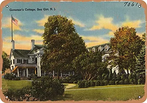 Metal Sign - New Jersey Postcard - Governor's Cottage, Sea Girt, N. J. - Vintage Rusty Look Wall Decor for Cafe beer Bar Decora
Metal Sign - New Jersey Postcard - Governor's Cottage, Sea Girt, N. J. - Vintage Rusty Look Wall Decor for Cafe beer Bar Decora