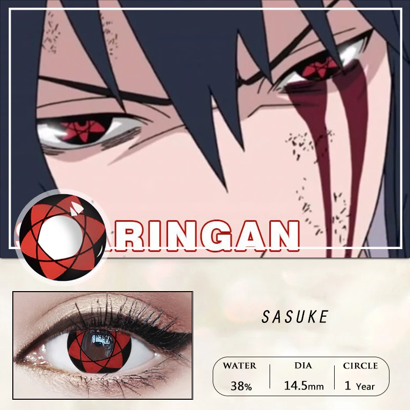 Цветные контактные линзы Sharingan для аниме косплея Для Uchiha Hatake Sasuke Kakashi Color ed