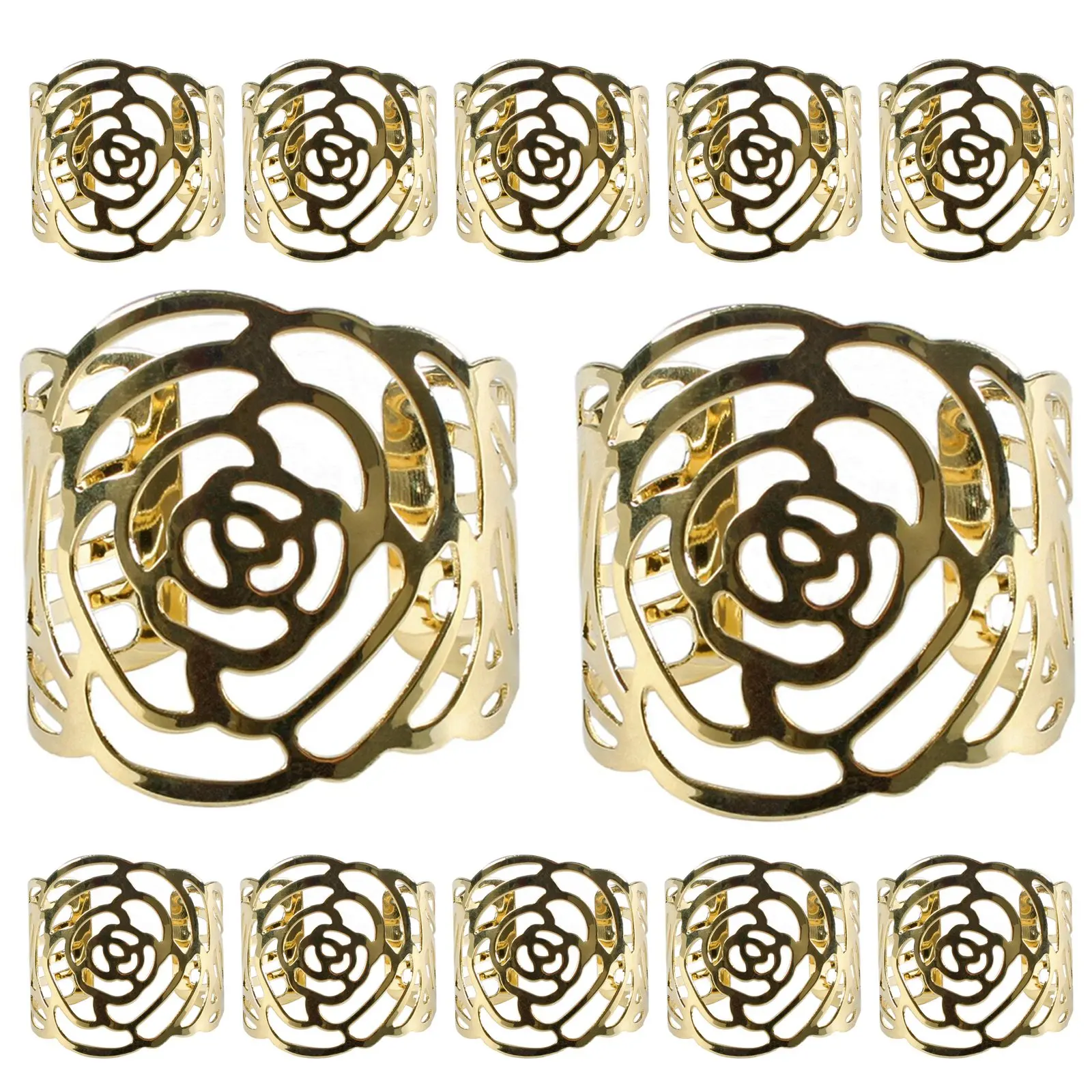 Napkin Rings,12 Pcs Hollow Out Rose Design Metal Napkin Holder for Wedding Party Dinner Table Decor (Gold)
Napkin Rings,12 Pcs Hollow Out Rose Design Metal Napkin Holder for Wedding Party Dinner Table Decor (Gold)