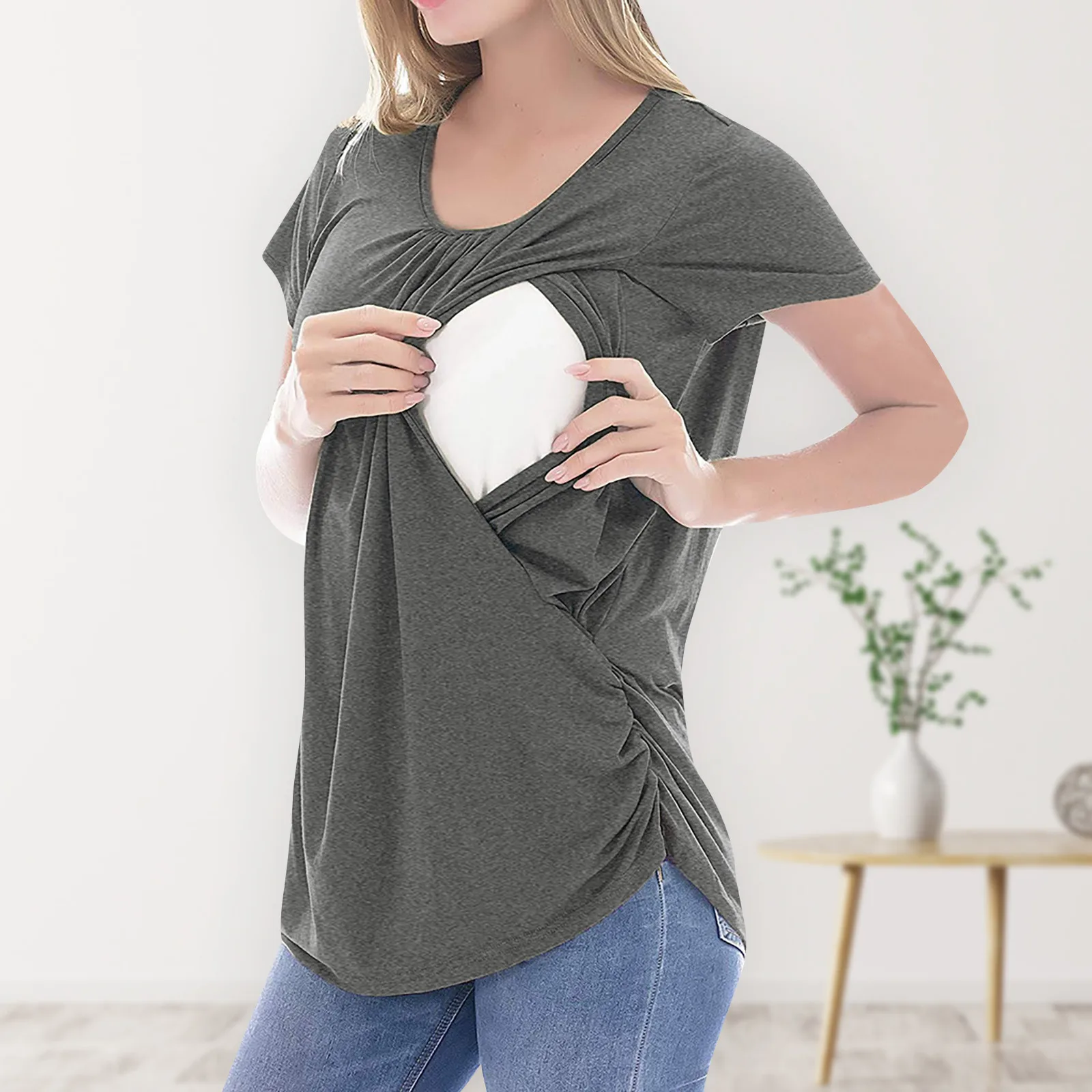 Maternity T-Shirt Short-Sleeved Summer Solid Color Round Neck Short-Sleeved Breastfeeding T-Shirt S-XXl топ для кормящих мам F4
Maternity T-Shirt Short-Sleeved Summer Solid Color Round Neck Short-Sleeved Breastfeeding T-Shirt S-XXl топ для кормящих мам F4