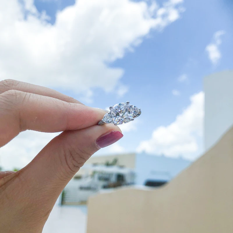 AINUOSHI 925 пробы Серебряная Подушка крой 9x9 мм Сона алмаз Обручение кольца Для женщин