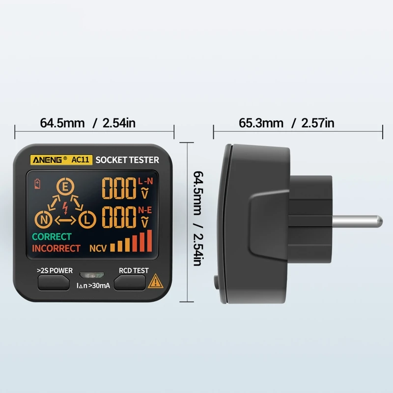 EU Plug AC11 Socket Checker RCD Zero Live Line Phase Finder NCV Leakage Detector U4LB
EU Plug AC11 Socket Checker RCD Zero Live Line Phase Finder NCV Leakage Detector U4LB