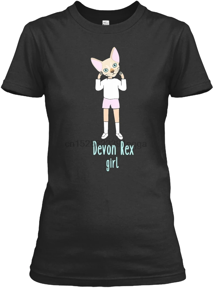 Мужская футболка Devon Rex Girl kawaii человеческий Кот антропа Женская | одежда