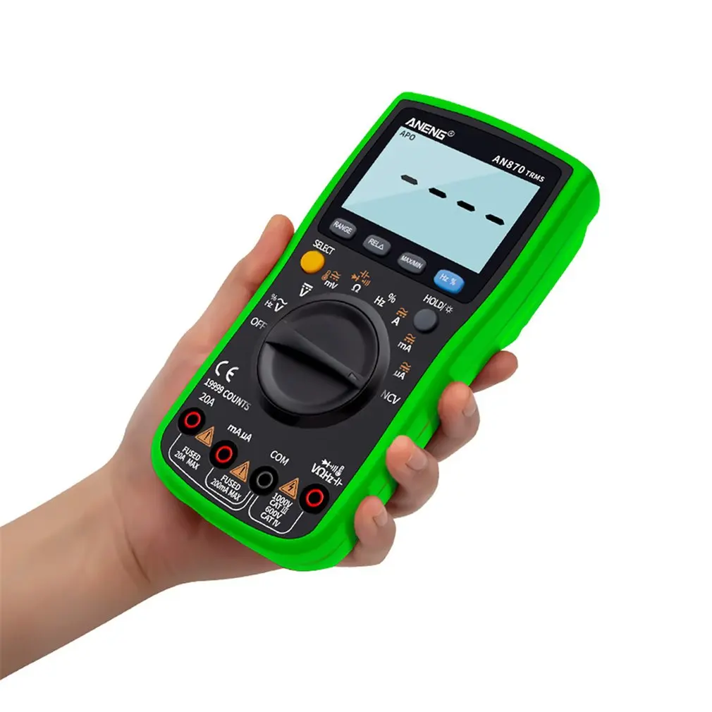 Digital Multimeter ANENG AN870 19999 Counts True Rms Multimeter Transistor Tester Voltmeter Profesional Capacitance Meter
Digital Multimeter ANENG AN870 19999 Counts True Rms Multimeter Transistor Tester Voltmeter Profesional Capacitance Meter