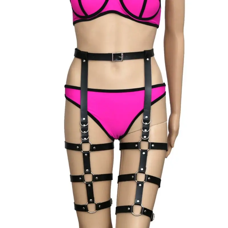 573C Women Sexy Punk Gothic Body Harness Lingerie Hollow Out Bandage Caged Garter Belt Adjustable Faux Leather Waist Leg Cincher
573C Women Sexy Punk Gothic Body Harness Lingerie Hollow Out Bandage Caged Garter Belt Adjustable Faux Leather Waist Leg Cincher