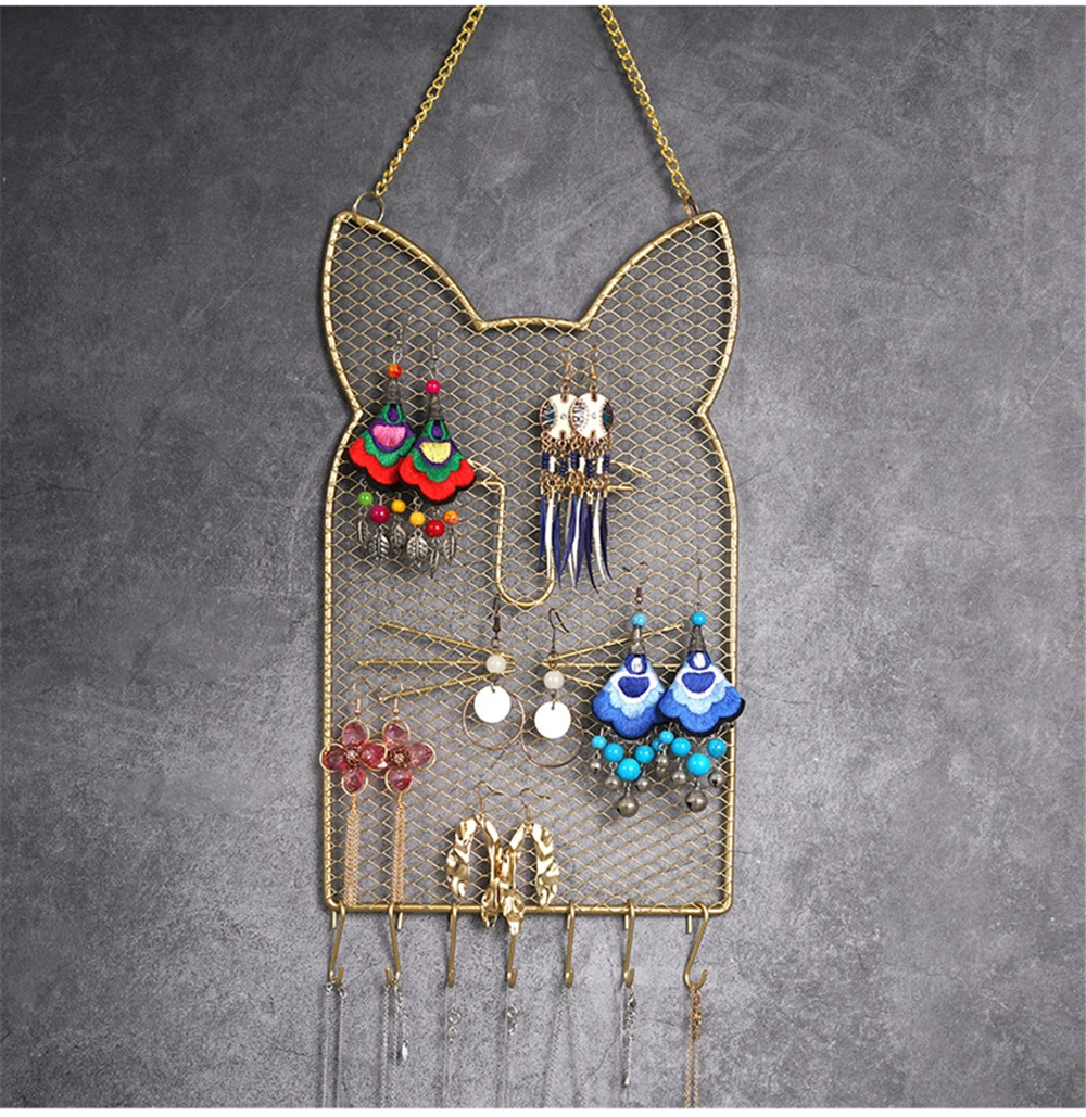 Nordic Style Metal Grid Cat Shaped Wall Shelf Earring Organizer Jewelry Holder Ear Stud Display Rack for Bracelet Necklace Ring
Nordic Style Metal Grid Cat Shaped Wall Shelf Earring Organizer Jewelry Holder Ear Stud Display Rack for Bracelet Necklace Ring