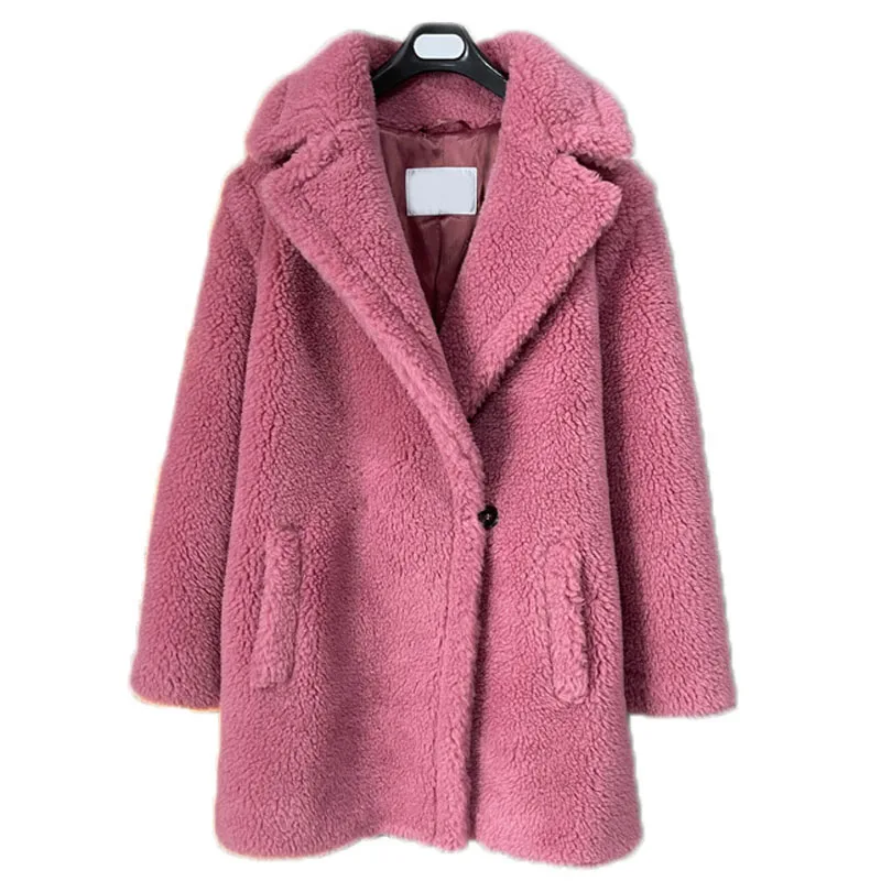 Warm Thickened Teddy Bear Coat Pink Winter Natural Sheep Fur Grass Slim Jacket Female Single Button Small Short 2021 New
Warm Thickened Teddy Bear Coat Pink Winter Natural Sheep Fur Grass Slim Jacket Female Single Button Small Short 2021 New
