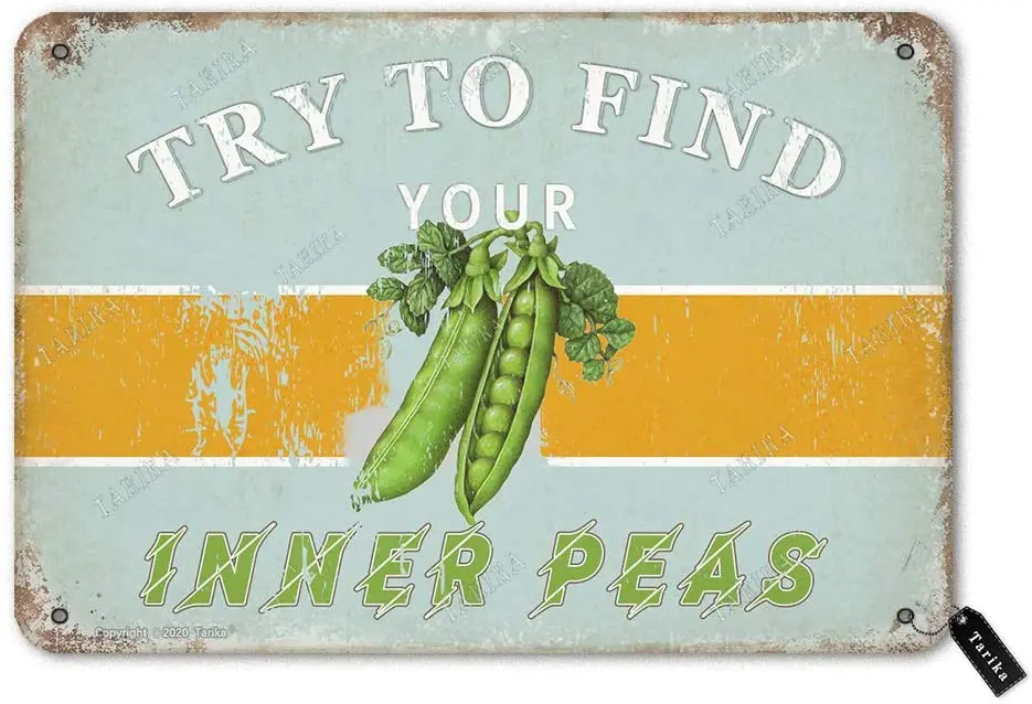 

Try to Find Your Inner Peas Vintage Look 8X12 Inch Metal Decoration Plaque Sign for Home Kitchen Bathroom Farmhouse Garden