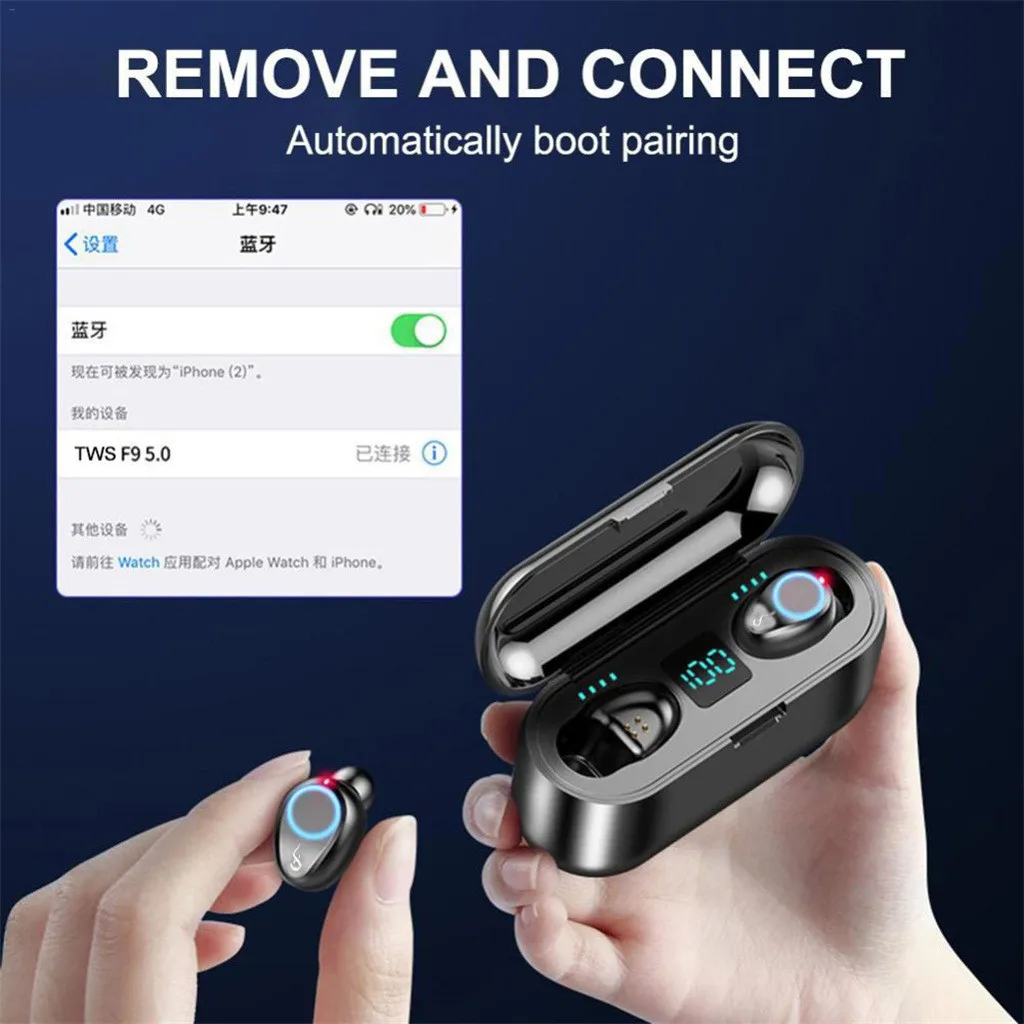 TWS Bluetooth Wireless Headphone 9D Stereo Sports Bluetooth V5.0 Earphones LED Waterproof Earbuds Headsets with Dual Microphone
TWS Bluetooth Wireless Headphone 9D Stereo Sports Bluetooth V5.0 Earphones LED Waterproof Earbuds Headsets with Dual Microphone