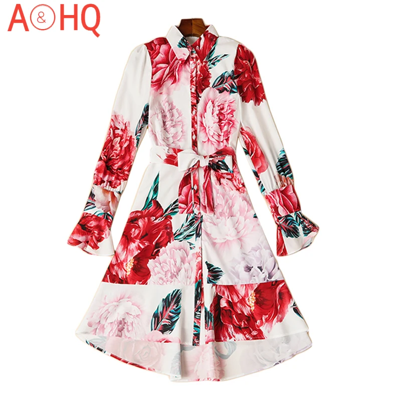Fashion Spring New Women'S Lapel Shirt Flared Sleeve Flowers Print Fashion Vacation Beach Style Single Breasted Dress
Fashion Spring New Women'S Lapel Shirt Flared Sleeve Flowers Print Fashion Vacation Beach Style Single Breasted Dress