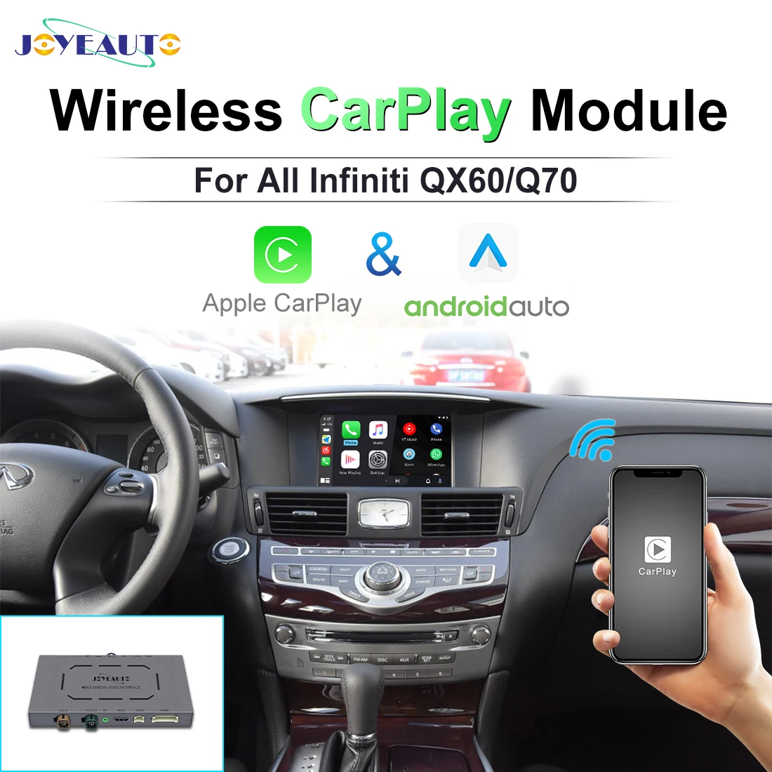 Беспроводной интерфейс JOYEAUTO Apple Carplay для Infiniti QX60 Q70 Android Авто Видео зеркальное