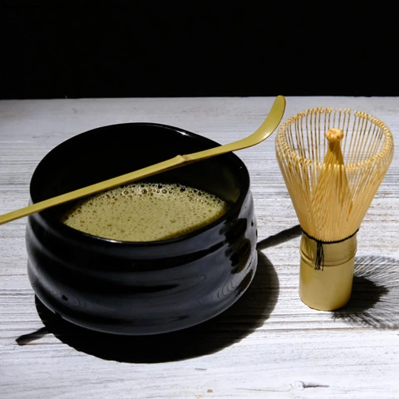 

1 Set Japanese Black Purple Matcha Bowl Set Tea Pot Elegant Luxury Creativity Gift For Elder Friend Matcha Stirring Brush Home