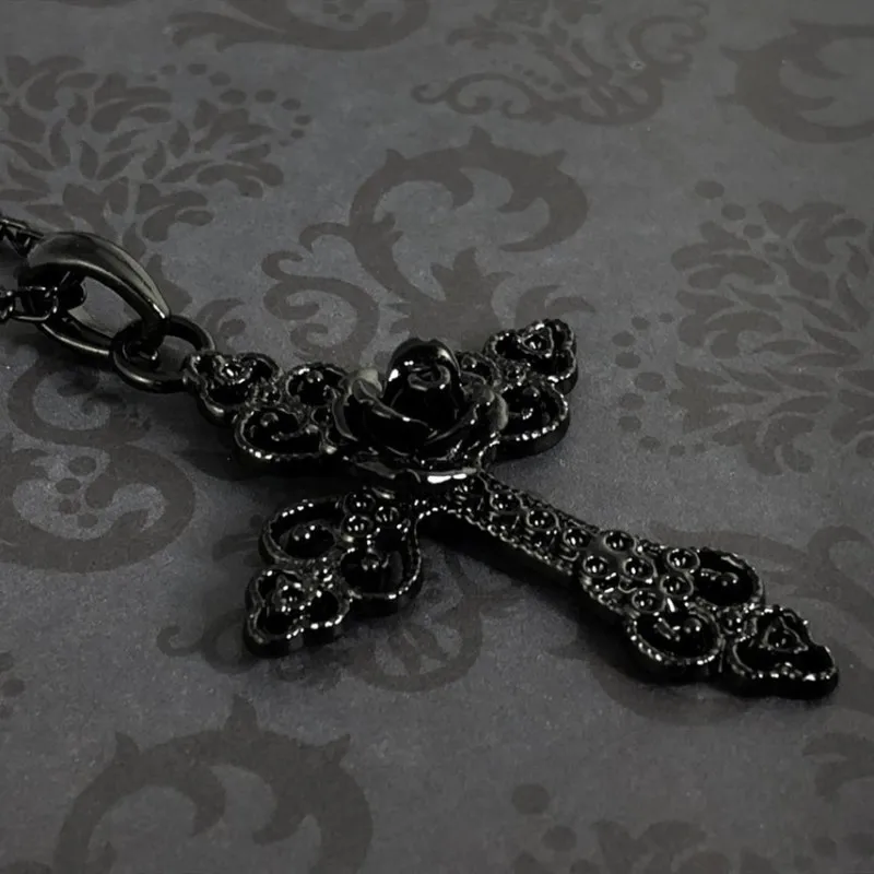 Gothic Punk Black Rose Cross Pendant Choker Necklace Gift For Women Best Friends New Fashion Jewelry Wholesale
Gothic Punk Black Rose Cross Pendant Choker Necklace Gift For Women Best Friends New Fashion Jewelry Wholesale