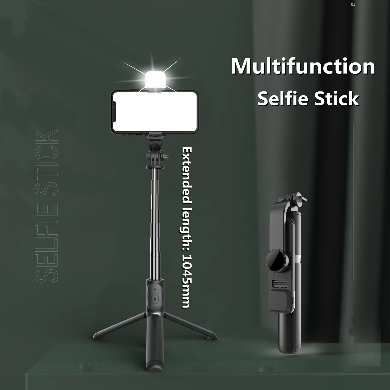 Roreta Wireless Bluetooth Selfie Stick With Fill Light Shutter Remote Control Mini Tripod Foldable 360° Rotation For Smart Phone
Roreta Wireless Bluetooth Selfie Stick With Fill Light Shutter Remote Control Mini Tripod Foldable 360° Rotation For Smart Phone