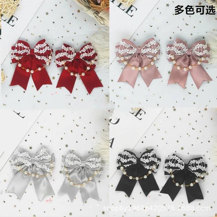 Hand-made burgundy pair clip bow knot bead chain headdress hair clip double ponytail Lolita cute side clip
Hand-made burgundy pair clip bow knot bead chain headdress hair clip double ponytail Lolita cute side clip