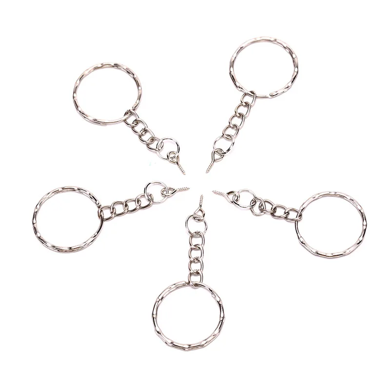 40Pcs /set Polished Key Ring Screw Eye Short Chain Split Connector DIY Jewelry Keychain Keyfob Accessories | Украшения и
