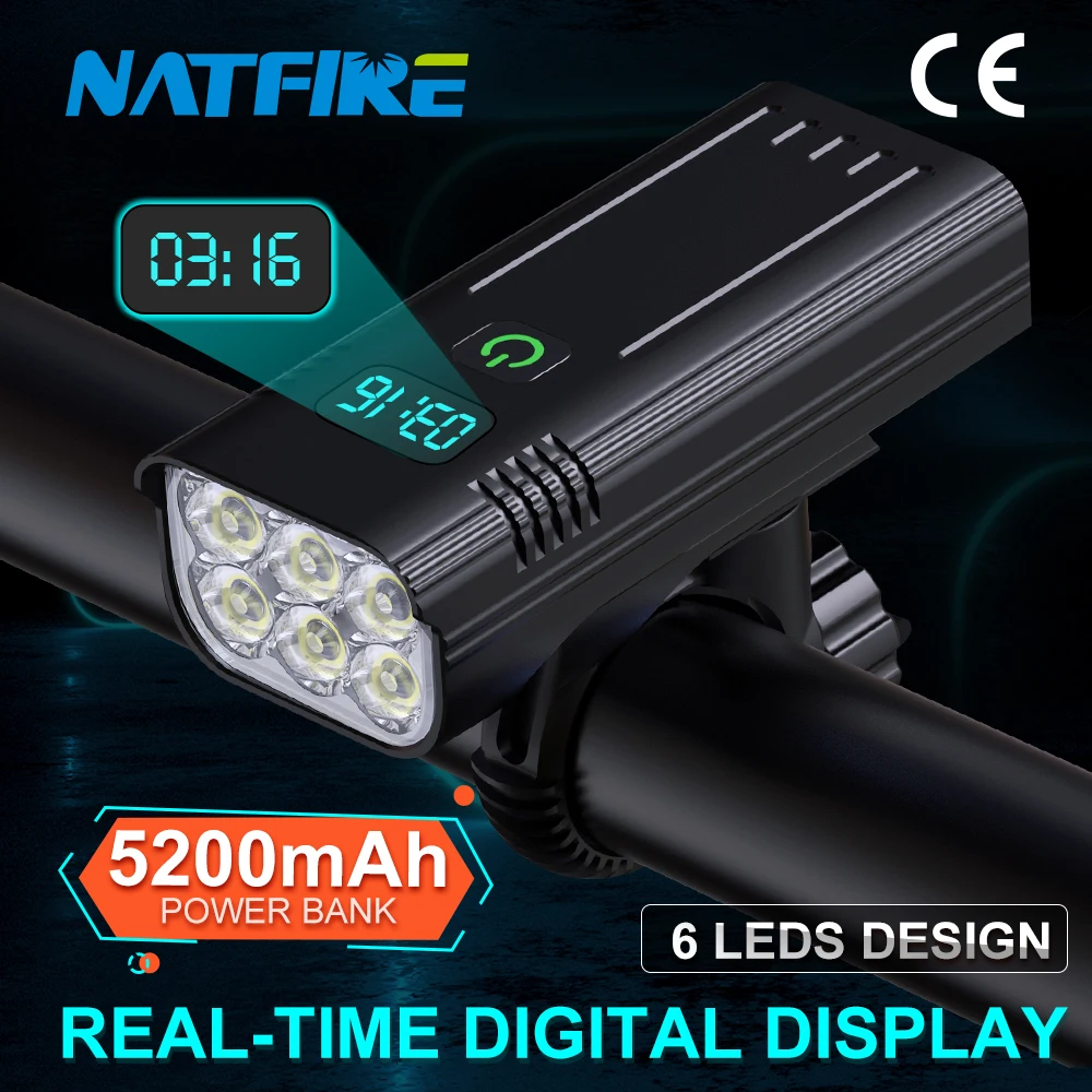 NATFIRE NKX6-D Digital Display Bike Light USB C Rechargeable LED Bicycle Light Super Bright Flashlight for Cycling Front Light
NATFIRE NKX6-D Digital Display Bike Light USB C Rechargeable LED Bicycle Light Super Bright Flashlight for Cycling Front Light