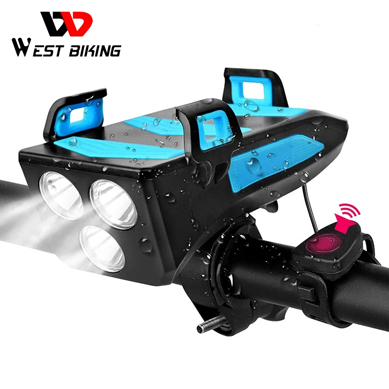 WEST BIKING 4 In 1 Bike Lamp Front Horn Light Phone Holder Alarm Bell Power Bank MTB Cycling LED Flashlight Bike Accessories
WEST BIKING 4 In 1 Bike Lamp Front Horn Light Phone Holder Alarm Bell Power Bank MTB Cycling LED Flashlight Bike Accessories