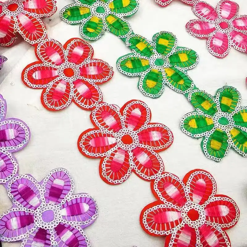 Sequins Flowers vintage embroidery floral lace floral metallic embroiered lace Trim
Sequins Flowers vintage embroidery floral lace floral metallic embroiered lace Trim