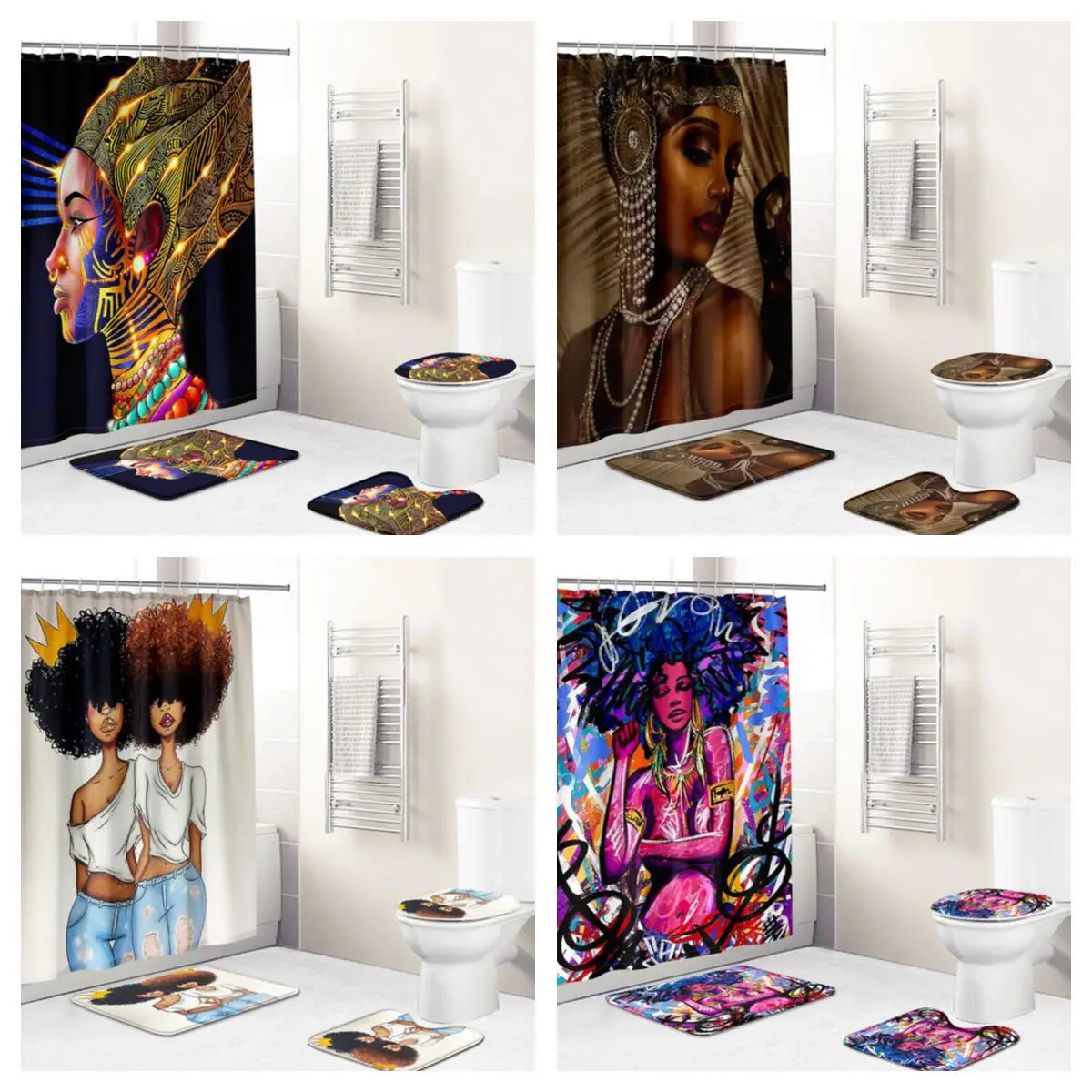 3D Retro Mature Girl Pattern Waterproof Fabric Bathroom Curtain Shower Curtain Cover Non Slip Carpet Toilet Cover Bath Mat
3D Retro Mature Girl Pattern Waterproof Fabric Bathroom Curtain Shower Curtain Cover Non Slip Carpet Toilet Cover Bath Mat