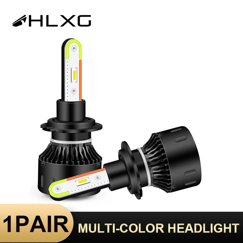 Светодиодная лампа HLXG RGB h7 цветная Автомобильная фара h4 led h11 H8 H9 9005 9006 HB4 HB3 с