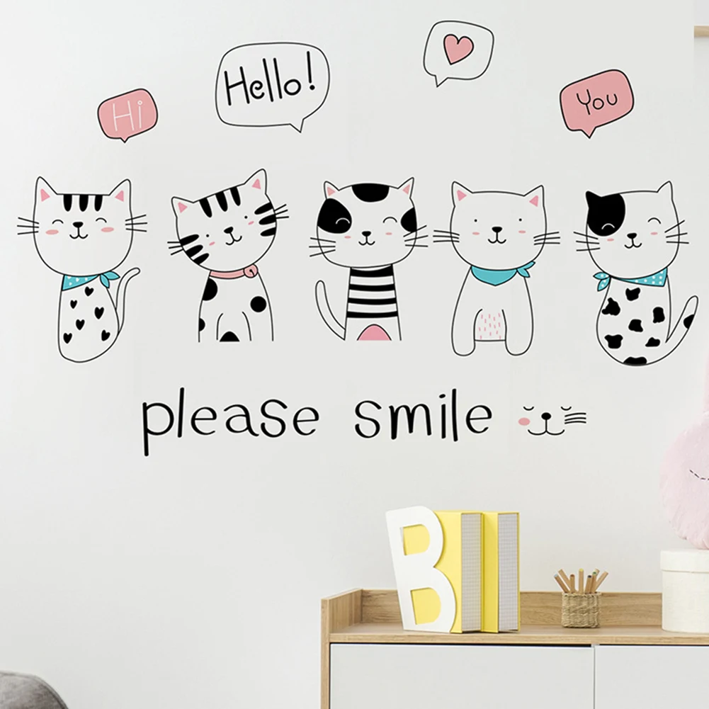 Cartoon Smiling Cat Combination Wall Sticker Room Decoration Lovley Animals Home Decor Kids Room PVC Wall Art Nursery Wallpaper
Cartoon Smiling Cat Combination Wall Sticker Room Decoration Lovley Animals Home Decor Kids Room PVC Wall Art Nursery Wallpaper