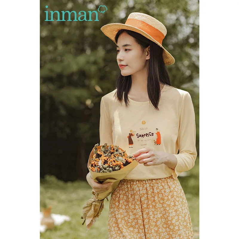 INMAN Autumn Round Collar Print and Embroidery Sweet Cute Instresting Pattern Bracelet Length Sleeve Women Girl Cotton T-Shirt
INMAN Autumn Round Collar Print and Embroidery Sweet Cute Instresting Pattern Bracelet Length Sleeve Women Girl Cotton T-Shirt