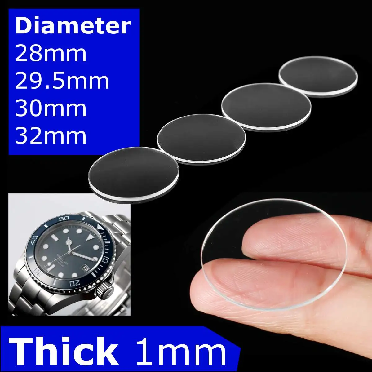1mm Thick Flat Sapphire Watch Glass Anti scratch Smooth Round Transparent Crystal Glass For Watch Repair Size 29.5/30/32mm
1mm Thick Flat Sapphire Watch Glass Anti scratch Smooth Round Transparent Crystal Glass For Watch Repair Size 29.5/30/32mm