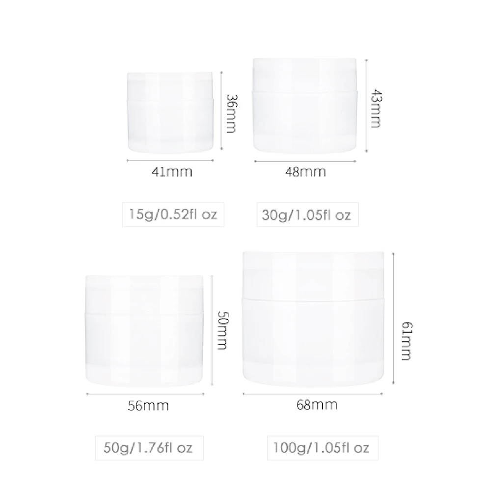15/30/50/100g White Face Cream Jar Pot With Lids Refillable Empty Cosmetic Double-layer Liner Lotion Balm Travel Portable Bottle
15/30/50/100g White Face Cream Jar Pot With Lids Refillable Empty Cosmetic Double-layer Liner Lotion Balm Travel Portable Bottle