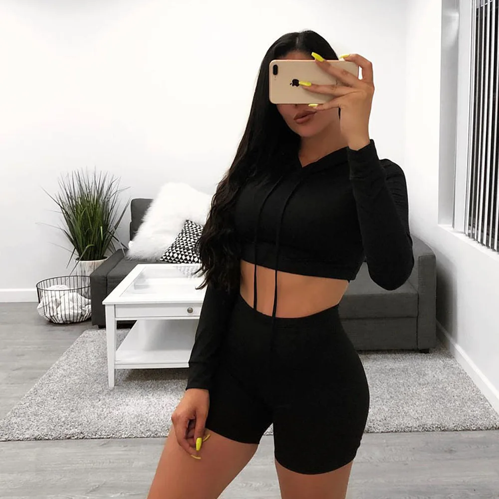 Europe and the United States Women's Clothing Strap Hooded Shorts Fashion Sports Fitness Two Piece Suit
Europe and the United States Women's Clothing Strap Hooded Shorts Fashion Sports Fitness Two Piece Suit
