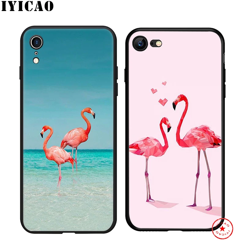IYICAO flamingo Natural Soft Case for iphone 11 Pro Xr Xs Max 6 6s 7 8 Plus 5 5s Se Silicone TPU |