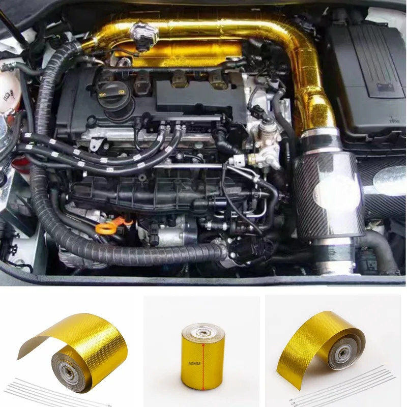 9mx5cm Fiberglass Heat Reflective Adhesive Tape Gold High Temperature Heat and Sound Shield Wrap Roll Car Accessories
9mx5cm Fiberglass Heat Reflective Adhesive Tape Gold High Temperature Heat and Sound Shield Wrap Roll Car Accessories