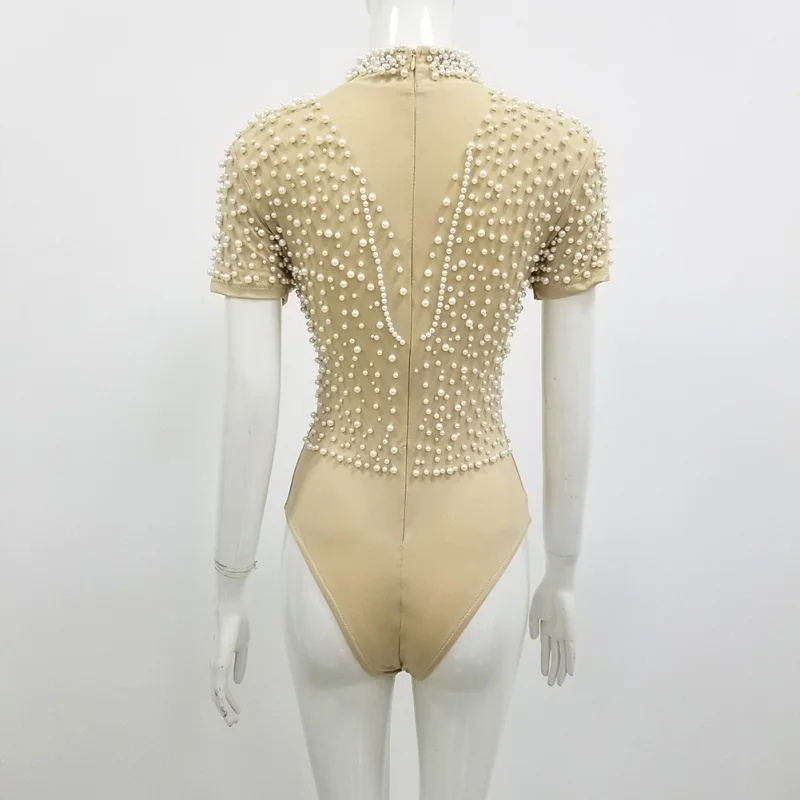 2020 New Arrivals Beige Fashion Beaded Bodysuits Women Short Sleeve High Collar Sexy Bodycon Club Party Summer Bodysuit
2020 New Arrivals Beige Fashion Beaded Bodysuits Women Short Sleeve High Collar Sexy Bodycon Club Party Summer Bodysuit