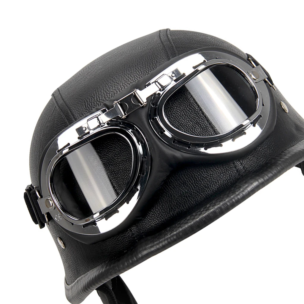 Leather Half Helmet Motorcycle Open Face Helmet Vintage Biker Cruiser Scooter Touring Sunshield with Goggles
Leather Half Helmet Motorcycle Open Face Helmet Vintage Biker Cruiser Scooter Touring Sunshield with Goggles