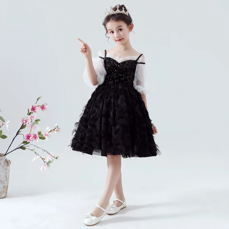 Black Off the Shoulder Princess Girls Evening Dress Sequined Feather Flower Girl Dresses 2-12 Years Kids Birthday Party Gowns
Black Off the Shoulder Princess Girls Evening Dress Sequined Feather Flower Girl Dresses 2-12 Years Kids Birthday Party Gowns