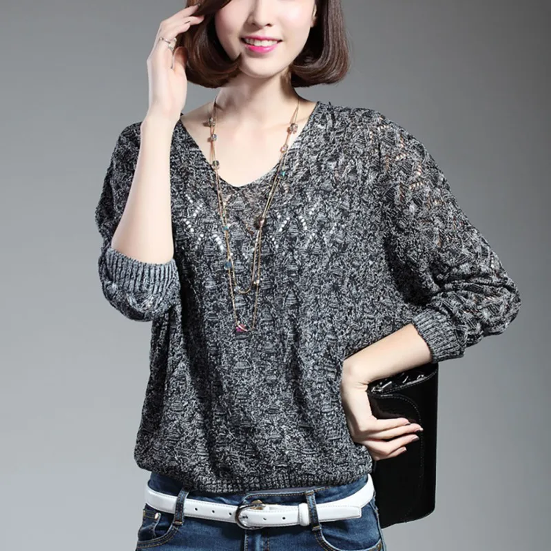 Autumn Women V Neck Sweater Pullover Casual Long Sleeve Fashion Hollow Out Sweater Woolen Knitted Bat Sleeve Sweaters New
Autumn Women V Neck Sweater Pullover Casual Long Sleeve Fashion Hollow Out Sweater Woolen Knitted Bat Sleeve Sweaters New