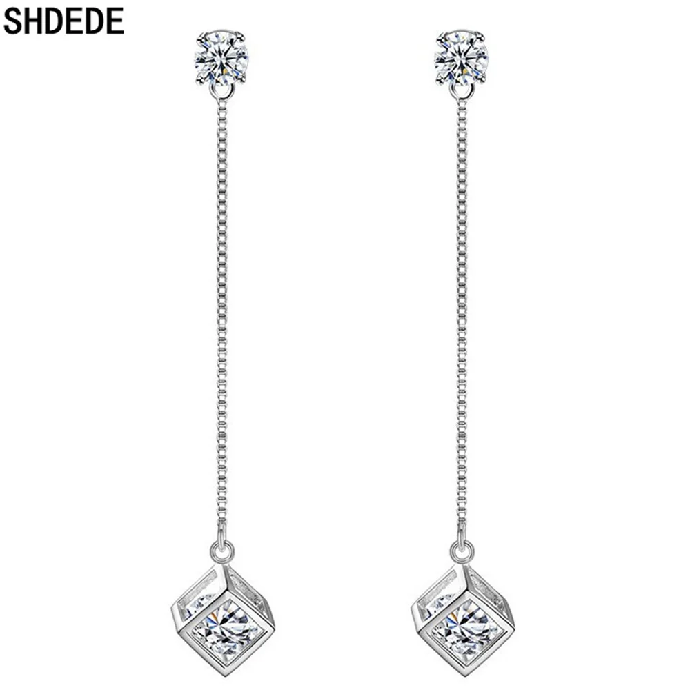 

SHDEDE Long Earrings Fashion Jewelry Embellished With Crystals From Swarovski 925 Silver Drop Dangle Earrings For Women -WH