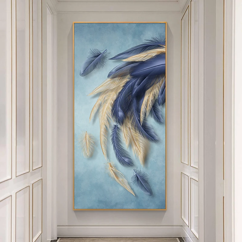 

GY Household Entrance Painting Light Luxury Aisle Vertical Feather Hanging Painting Nordic Simple Modern Corridor End Mural