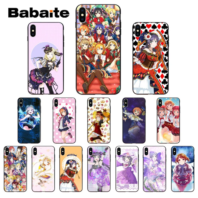 Love live школьный idol дневник черный мягкий ТПУ чехол для телефона iPhone 7 8 6 6S Plus X XS MAX 5 5S