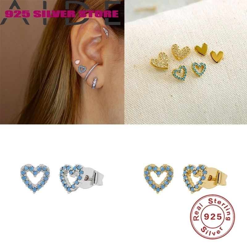 Aide Real 100% 925 Sterling Silver Trendy Turquoise Heart-shaped Love Heart Stud Earrings for Women Student Teen Jewelry Gift
Aide Real 100% 925 Sterling Silver Trendy Turquoise Heart-shaped Love Heart Stud Earrings for Women Student Teen Jewelry Gift