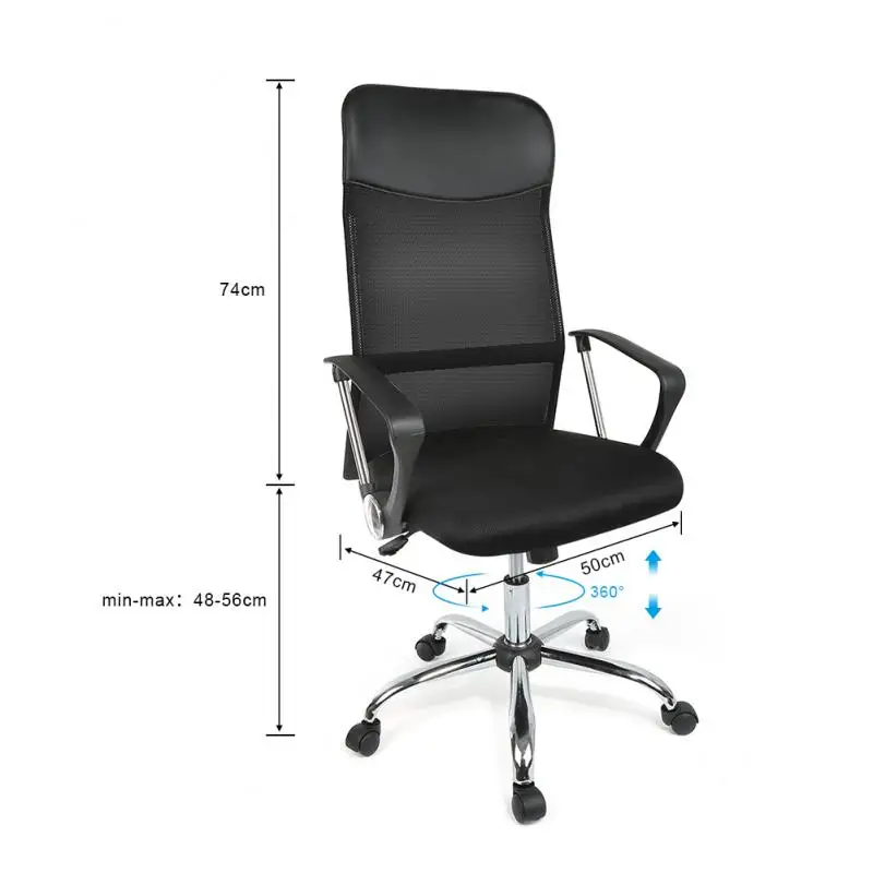 

Офисное кресло с высокой спинкой, простой сетчатый компьютерный стул, регулируемое вращающееся кресло с поддержкой поясницы, эргономичное ...
