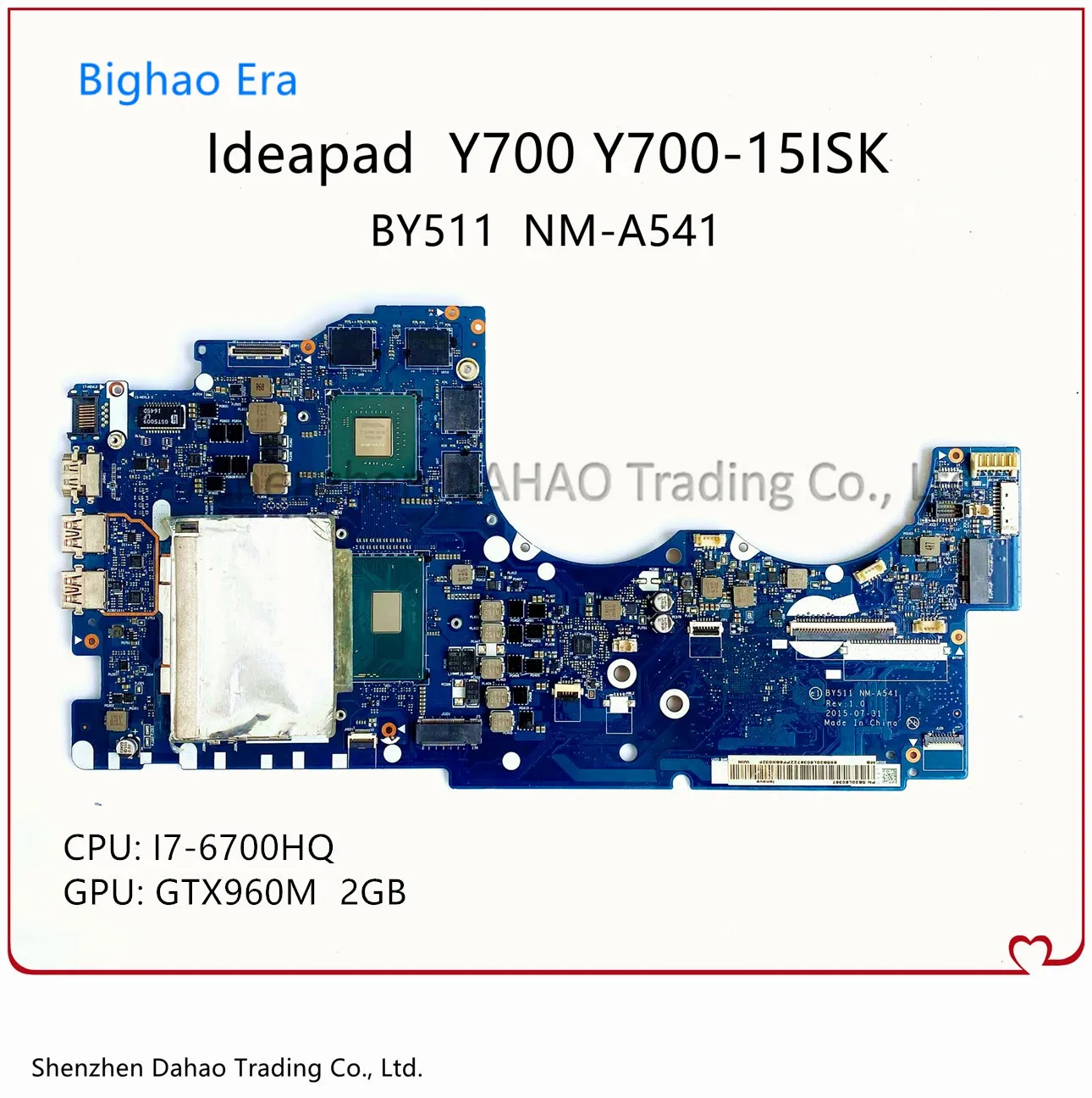 BY511 NM-A541 материнская плата для ноутбука Lenovo Ideapad Y700 Y700-15ISK материнская плата портативного компьютера с i7-6700HQ процессор GTX960M GPU 100% полностью про...
BY511 NM-A541 материнская плата для ноутбука Lenovo Ideapad Y700 Y700-15ISK материнская плата портативного компьютера с i7-6700HQ процессор GTX960M GPU 100% полностью про...