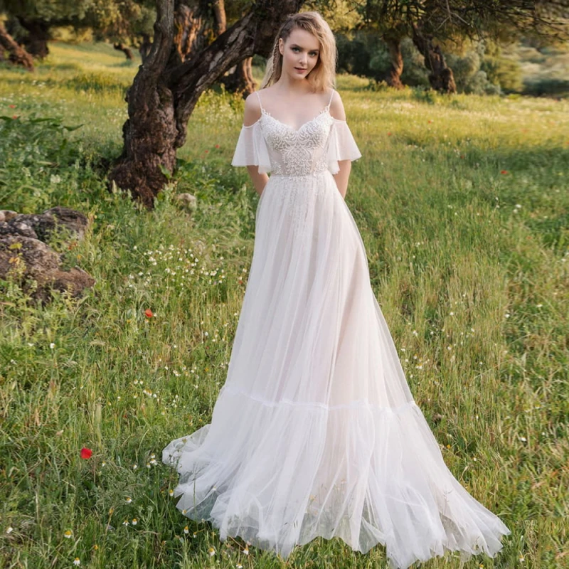 9630#Modest Tulle A Line Wedding Dress 2021 Sexy Sweetheart Spagehetti Straps Off-the-shoulder Wedding Gowns with Applique
9630#Modest Tulle A Line Wedding Dress 2021 Sexy Sweetheart Spagehetti Straps Off-the-shoulder Wedding Gowns with Applique