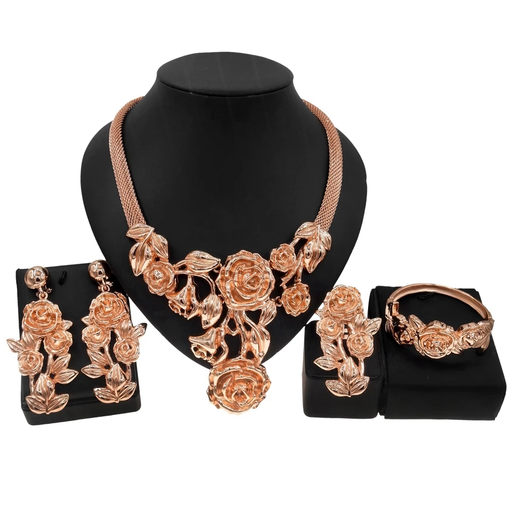Yulaili The Latest Design 24K Italian Style Gold-plated Jewelry Set and African Ladies Party Rose Gold Earrings Jewellery Sets
Yulaili The Latest Design 24K Italian Style Gold-plated Jewelry Set and African Ladies Party Rose Gold Earrings Jewellery Sets