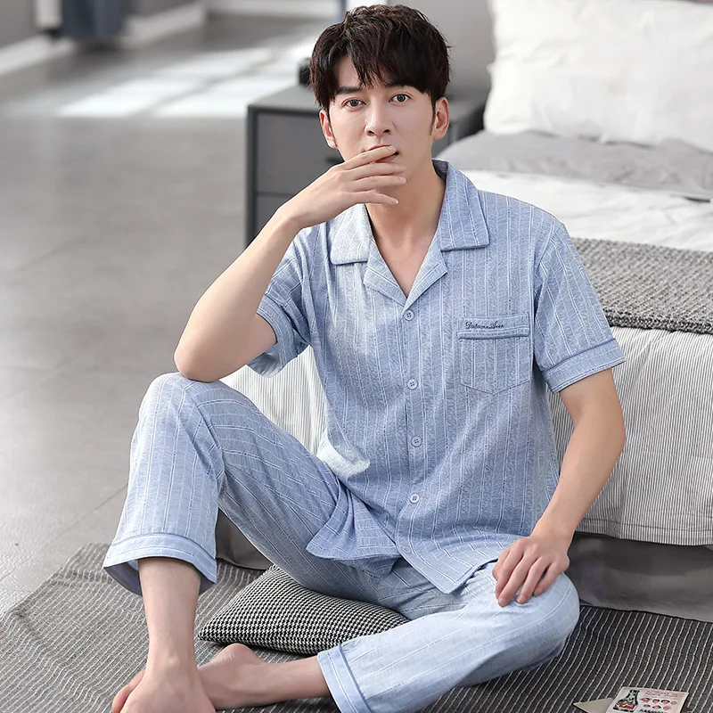 Men Summer Lounge Pajamas Sets Sexy Notched Cotton Pyjamas 2PCS Short Shirt&Pant Sleep Suit Nightwear Underwear Home Sleepwear
Men Summer Lounge Pajamas Sets Sexy Notched Cotton Pyjamas 2PCS Short Shirt&Pant Sleep Suit Nightwear Underwear Home Sleepwear