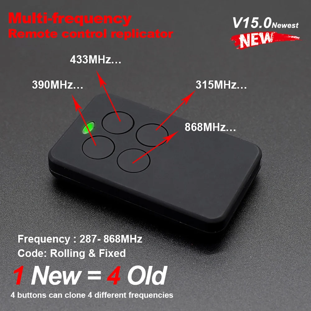 Multi-Frequency 280-900MHz Garage Remote Control Command 433.92MHz Transmitter Gate Rolling Code | Безопасность и защита