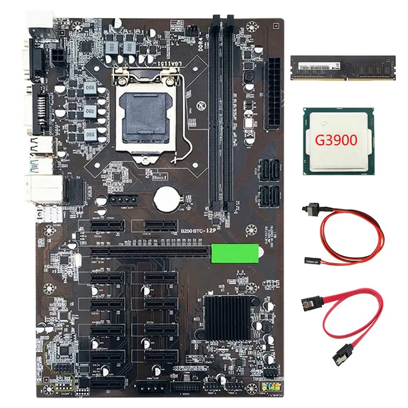 B250 BTC Mining Motherboard 12 PCIE 16X Graph Card LGA1151 with DDR4 4GB 2133MHZ RAM +Switch Cable+G3900 CPU +SATA Cable
B250 BTC Mining Motherboard 12 PCIE 16X Graph Card LGA1151 with DDR4 4GB 2133MHZ RAM +Switch Cable+G3900 CPU +SATA Cable