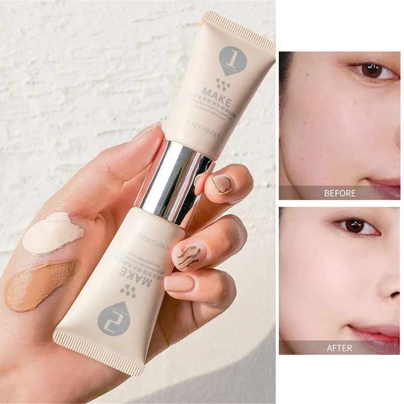 

2-color Double Tube BB Cream Liquid Foundation Concealer Brighten Skin Tint Lasting Makeup Base Maquiagem Cosmetics TSLM1
